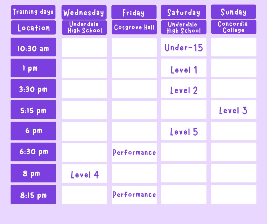 2026 Training Schedule